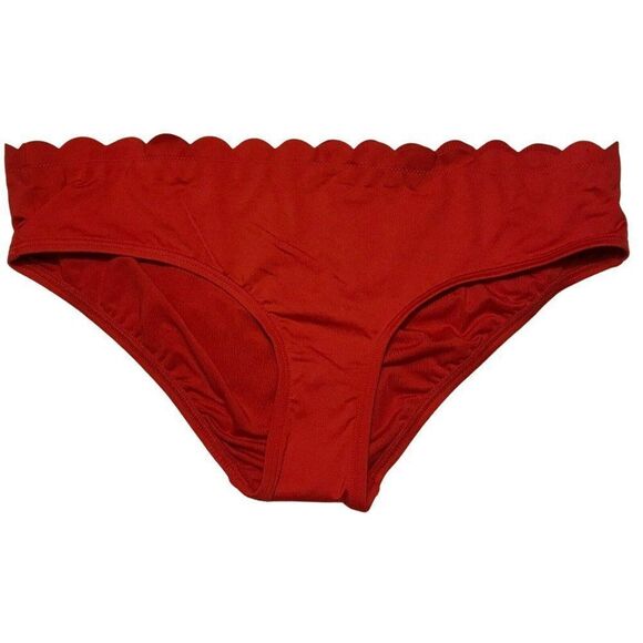 Kate Spade Scalloped Edge Hipster Bikini Bottom Size XL Rosa Red NEW - Picture 2 of 5